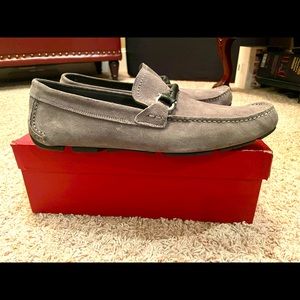 Mens Grey & Blk Ferragamo Driving Shoes Sz 10.5